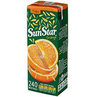 آبمیوه پرتقال پالپی240 سان استار 