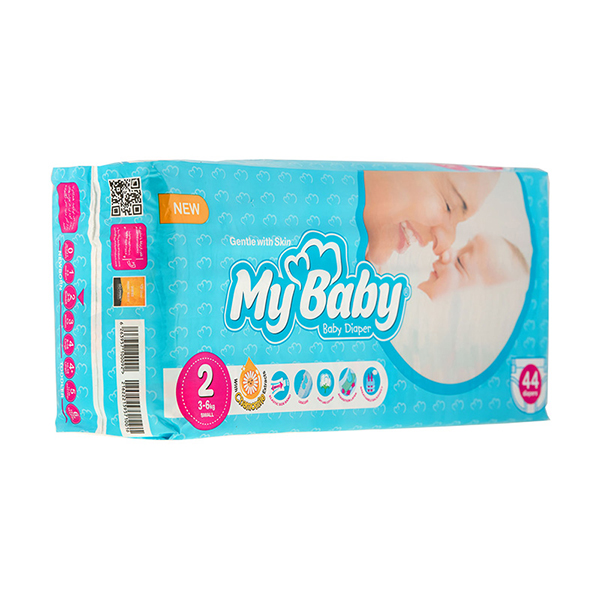 پوشک مای بیبی آبی س2 اکو اقتصادی + دستمال مرطوب