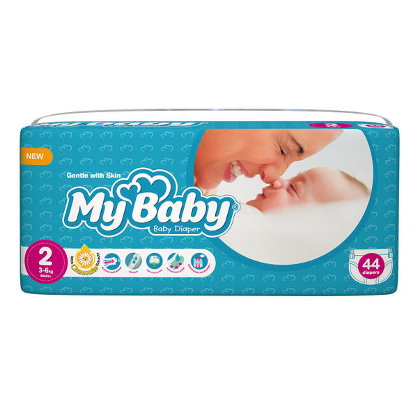 پوشک مای بیبی آبی س2 اکو اقتصادی + دستمال مرطوب