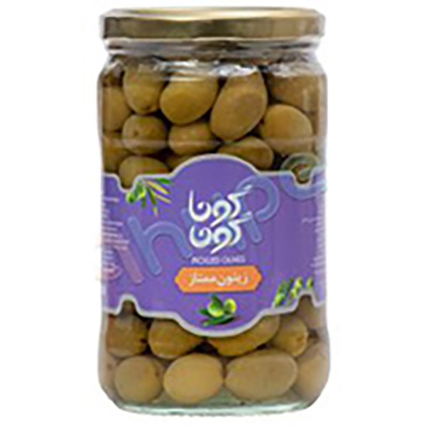 زیتون شور ممتاز شیشه 700 گرم گوناگون 