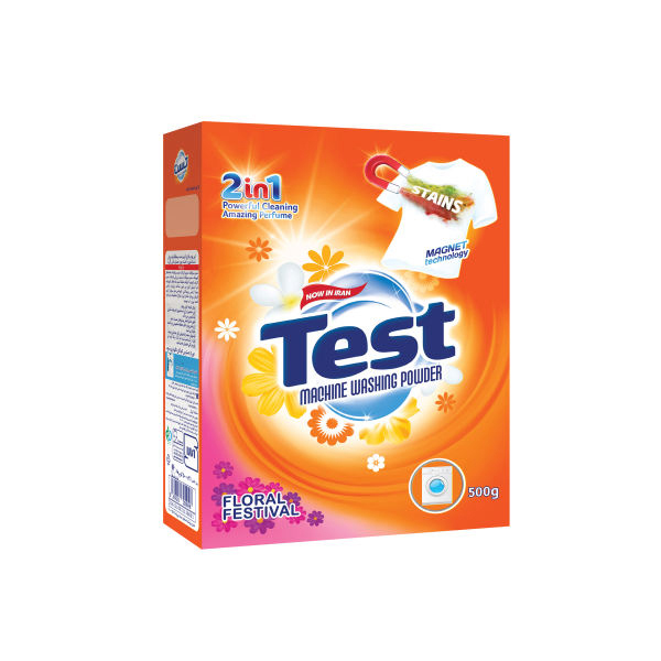 پودر لباسشویی ماشینی جشنواره گل 500 گرمی تست 