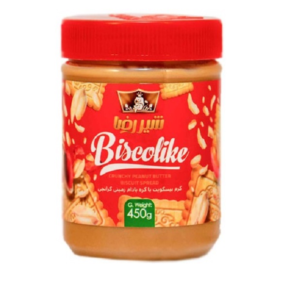 کرم بیسکویت با کره بادام زمینی 450 شیررضا